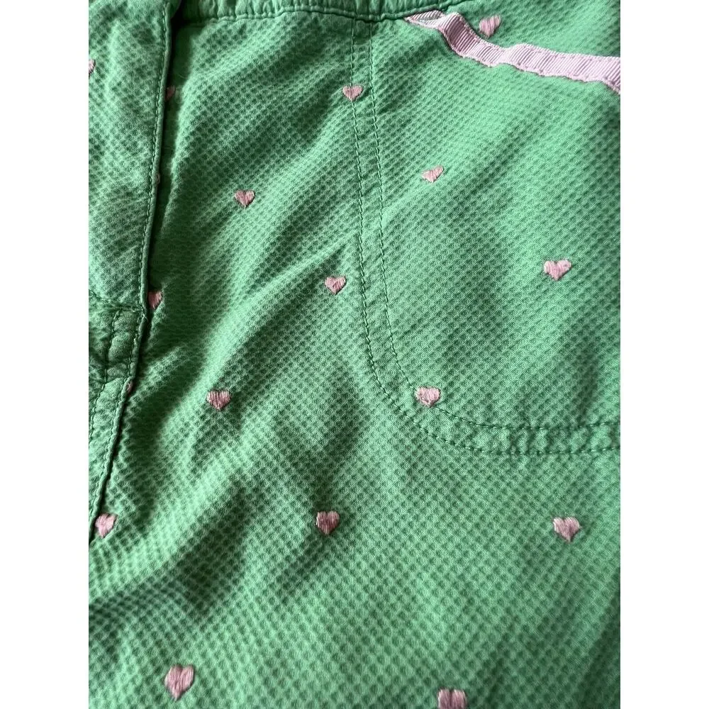 Gymboree Pink Hearts Green Pleated Back Skirt SKORT Girls Size: 7 Spring